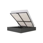 Lit adulte 160 x 200 cm + coffre de journee - tissu gris fonce - eclipse