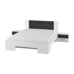 Lit adulte 180x200 collection irina. chevets intgrs. coloris blanc et gris anthracite
