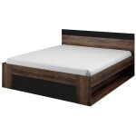 Lit adulte 180x200 avec tiroirs intégrés - collection eos. coloris chêne foncé et noir Lit adulte 180x200 avec tiroirs intégrés - collection eos. coloris chêne foncé et noir