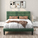 Wishdor - lit adulte lit adolescent double capitonn� 140 x 200 cm avec sommier � lattes et t�te de lit, ...