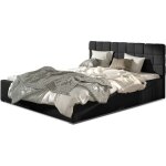 Les tendances - lit adulte avec coffre de rangement kanda ? simili cuir capitonn - noir - 200x200