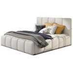 Les tendances - lit adulte vika ? simili cuir capitonn - blanc - 140x200