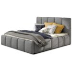 Lit adulte vika ? tissu capitonn - gris - 160x200