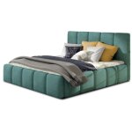 Les tendances - lit adulte vika ? tissu capitonn - vert cladon - 140x200