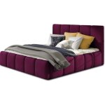 Les tendances - lit adulte vika ? velours capitonn - prune - 160x200 - version avec sommier