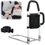 Lit avec aide au lever, poignées pour seniors avec sac de rangement et 2 mains courantes, barrières de ... Lit avec aide au lever, poignées pour seniors avec sac de rangement et 2 mains courantes, barrières de ...