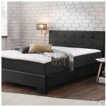 Sofareva - lit amelia 140x190 noir avec capitons sommier inclus simili cuir - noir