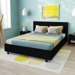 Le quai des affaires - lit atlanta 140x190 + 1 sommier + 1 matelas carlton / noir / 208x154x89