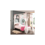 M&s - lit  baldaquin 90x200 cm blanc et voile rose - pino