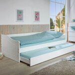 Lit banquette 90x200 cm en pin massif blanc - chambery