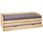Pegane - lit banquette en bois massif coloris naturel - dim : 97 x 209 x 65 cm Pegane - lit banquette en bois massif coloris naturel - dim : 97 x 209 x 65 cm