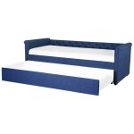 Lit banquette gigogne en tissu bleu marine 90 x 200 cm elgant avec touche chesterfield pour chambre ...