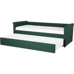 Lit banquette gigogne en tissu vert fonc� 80 x 200 cm el�gant avec touche chesterfield pour chambre classique ...