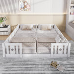 Lit b�b� capitonn� 90 x 200 cm avec barri�res de s�curit�, id�al pour les familles avec deux enfants, ...