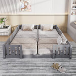 Lit b�b� capitonn� 90 x 200 cm avec barri�res de s�curit�, id�al pour les familles avec deux enfants, ...