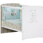 Les tendances - lit bb 120x60 srigraphi taupe en bois blanc