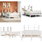 Lit biblioth�que sans matelas blanc 120x200 cm bois pin massif - lits avec rangement - lits en bois