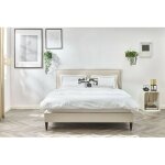 Bobochic - lit sary avec lattes massives pieds en bois weng� 160x200 beige