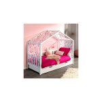 Lit cabane 90x200 cm en pin blanc avec tiroir et textile - roody