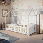 Lit cabane 90x200 sommier inclus maya blanc