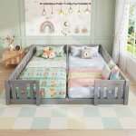 Lit cabane enfant 90x200 cm / 180x200cm - lit simple en bois de pin massif avec barri�re de s�curit� ...