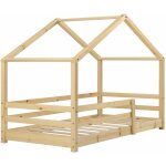 Décoshop26 - lit cabane maison pour enfant avec barrière et sommier à lattes bois de pin naturel 160 ... Décoshop26 - lit cabane maison pour enfant avec barrière et sommier à lattes bois de pin naturel 160 ...