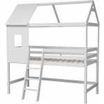 Happy garden - lit cabane mezzanine pour enfant 190x90cm blanc margot