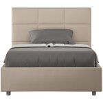 Lit capitonn� 120x190 cm simili cuir caf� au lait mira -