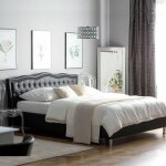 Meubler design - lit capitonn milano design confort et style pour votre chambre - noir - 160x200, polyurthan ...