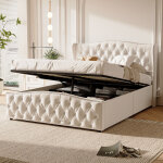 Lit coffre 140 x 200 cm, lit hydraulique 140 x 200 cm, lit 2 places avec t�te de lit capitonn�, sommier ...