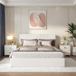 Lit coffre 140x190cm, lit double avec syst�me hydraulique, lit adult avec led et usb, t�te de lit capitonn� ...