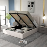 Lit coffre 140x200 cm, lit adulte, lit capitonn� avec t�te de lit capitonn� r�glable, velours doux pour ...