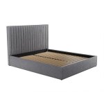 Lit coffre 160 x 200 cm avec tête de lit coutures verticales - tissu - gris - sarah Lit coffre 160 x 200 cm avec tête de lit coutures verticales - tissu - gris - sarah