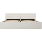 Lit coffre 160x200 cm simili cuir blanc capitonn� rundi