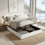 Lit coffre 160x200, lit double capitonn� avec ports usb / type - c, lit adulte, t�te de lit r�glable, ...