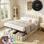 Lit coffre 180x200 cm avec chargement usb type c et led, lit double hydraulique avec sommier � lattes, ...