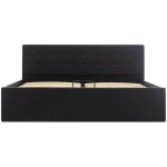 Lit coffre 180x200 cm simili cuir noir capitonn� rundi