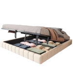 Lit coffre 180x200 cm avec structure m�tallique led beige