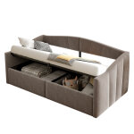 Lit coffre 90x200 cm avec sommier relevable hydraulique tissu velours gris