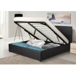 Sofareva - lit coffre anas 180x200 noir simili cuir espace de rangement supplmentaire - noir