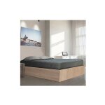 Le quai des affaires - lit coffre bilbao 140x190 cm + sommier / d�cor ch�ne blanchi / 196x146x33 cm