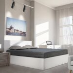 Le quai des affaires - lit coffre 140x190 cm avec sommier et tte de lit blanc - loni