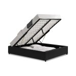 Designetsamaison - lit avec coffre de rangement noir avec sommier 140x190 cm - eveil