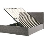 Lit coffre avec rangement en velours gris 140 x 200 cm avec sommier  lattes et haute tte de lit lgante ...