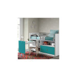 Lit combin 90x200 cm avec bureau et rangements turquoise - assia
