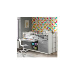 Lit combiné 90x200 cm avec rangements gris - assia Lit combiné 90x200 cm avec rangements gris - assia