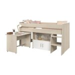 M&s - lit combin enfant zola 90x200 cm - 2 portes - avec bureau - dcor acacia clair et blanc - l 206, ...