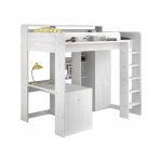 Lit combin� mezzanine enfant parisot lena - pin petterson - sommier inclus - 90 x 200 cm