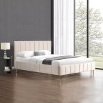 Meubler design - lit design sommier velours pied or auster - velours beige - 140x190, style , 204 x 146 ... Meubler design - lit design sommier velours pied or auster - velours beige - 140x190, style , 204 x 146 ...