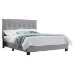 Meubletmoi - lit double 140 x 190 cm en simili gris clair + sommier fixe - pandora